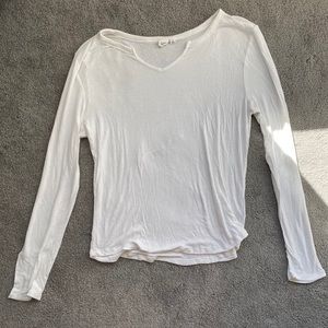 Off White Ribbed Long Sleeve
